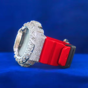 Reloj Digital de Lujo con Gemas, Caja Cuadrada de 38 mm, Correa de Silicona Roja, Pantalla LED, Unisex, a la Moda - Product Image 2