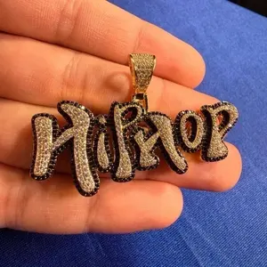 จี้เพชรโมอิสซาไนต์ทรงกลม 3 กะรัต ชื่อสั่งทำพิเศษสำหรับผู้ชาย ชุบทองคำขาว 14k - Product Image 3