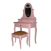 Coiffeuse classique pour enfants avec miroir et tabouret, meuble de chambre en bois pour filles