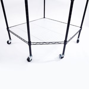 Scaffale Angolare Poligonale a 6 Livelli Rivestito in Plastica con Ruote in PP da 2 Pollici 680x680x1800mm Nero - Product Image 4