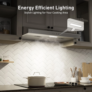 Campana extractora de cocina bajo gabinete de acero inoxidable con ventilador de 3 velocidades y luces LED plateadas - Product Image 5