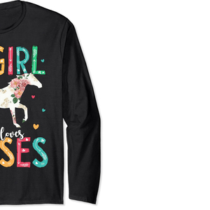 Just a Girl for Loves Horses T-shirt décontracté à manches courtes pour hommes, col rond, 100% coton, avec logo sur le devant - Product Image 3