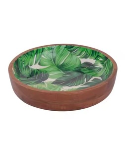 Bol à salade décoratif en bois émaillé imprimé à l'intérieur, vaisselle de cuisine haut de gamme - Product Image 4