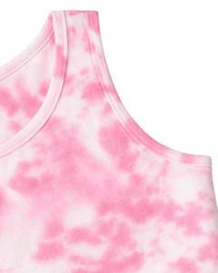 Conjunto de dos piezas para mujer: Top corto acanalado y shorts con cordón, rosa tie-dye, informal, para estar en casa, fabricante personalizado OEM - Product Image 2