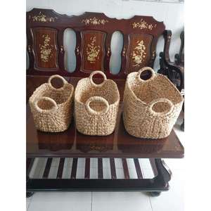 Manufacturer Sustainable Hotel Storage Boxes <b>Bins</b> Set 2 Multifunction Natural Water Hyacinth Modern Eco Friendly <b>Square</b> Baskets - Product Image 1