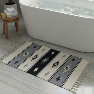 Alfombra/Corredor Floral Moderno Tejido a Mano de Algodón de Alta Calidad, Lavable, Reversible, de Tres Tonos, 950 GSM, para Hogar y Camping - Product Image 1