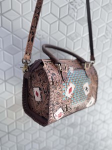 New Handmade Custom Hand Tooled Carving Leather Speedy Handbag Gypsy Boho Western Pattern Stylish Women Shoulder <b>Sling</b> <b>Bag</b> - Product Image 2