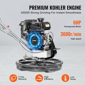 Frattazzatrice Elettrica a Benzina da 24FT, 6HP, per Finitura Cemento Liscio, Frattazzatrice Elettrica per Cemento ad Alta Efficienza, Vasca Galleggiante Rinforzata - Product Image 2