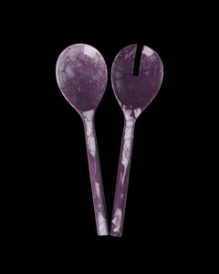 ชุดเสิร์ฟสลัดเรซิ่นหรูหรา FAIZA CRAFT ทำด้วยมือ ลายหินอ่อนสีฟ้า พร้อมช้อนส้อมคู่ ปลอดภัยสำหรับเครื่องล้างจาน จากอุตรพัฎฐ์ - Product Image 2