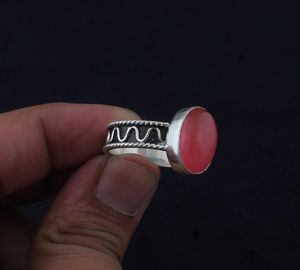 Pink <b>Jade</b> Sterling Silver <b>Ring</b> Vintage Art Deco Gemstone <b>Ring</b> Handmade Jewelry Elegant Gift For Women - Product Image 3