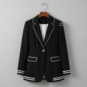 Custom Logo Heritage Masonic Regalia Greek Apparel Preppy Style Black <b>Blazer</b> Sorority Fraternity Embroidered Logo Single <b>Button</b> - Product Image 2