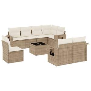 Ensemble de canapés de jardin en rotin beige 6 places, mobilier d'extérieur au design contemporain - Product Image 2