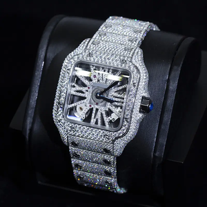 Reloj Mecánico de Lujo para Hombre, Edición Limitada, Estilo Hip Hop, con Esqueleto Plateado Cuadrado y Diamantes Moissanite, Diseño Vintage - Product Image 2