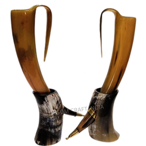 Cuerno de Búfalo Vikingo Artesanal de Elegancia Rústica, Ecológico, con Soporte de Ángel para Festivales Nórdicos, Reuniones Medievales y Artesanía - Product Image 6