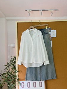 Chemisier en lin tissé décontracté surdimensionné pour femme SUBICI L815E, broderie cerf, col boutonné, couleur bonbon, printemps/été - Product Image 6