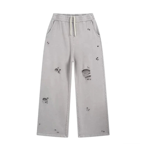 Pantalon de sport décontracté pour homme DMK012, léger, taille haute, 100 % polyester, séchage rapide, respirant, coupe droite, plissé devant, motif linéaire - Product Image 3