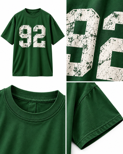 Camiseta Oversize Verde Personalizada al por Mayor, Unisex, de Algodón Pesado, con Estampado Gráfico 92, Hombro Caído, Estilo Urbano, Ropa de Marca Privada - Product Image 6