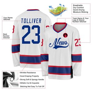OEM Custom Wholesale <b>White</b> <b>Blue</b> <b>Red</b> Ice Hockey Jersey High Quality Stitched Mesh Ice Hockey Wear Practice Shirts - Product Image 2