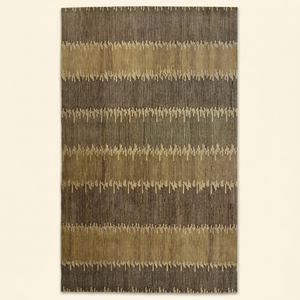 Alfombra Moderna Abstracta a Rayas de Lana de Pelo Largo, Tejida a Mano, Antideslizante y Ecológica, Color Beige Marrón, para Sala de Estar - Product Image 1