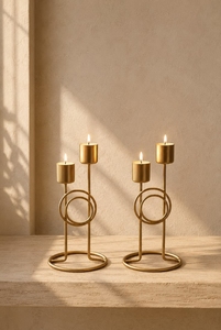 Juego de Candelabros Cuadrados Modernos de Aluminio con Acabado Dorado, Decoración para el Hogar, Centro de Mesa para Bodas y Cumpleaños - Product Image 4