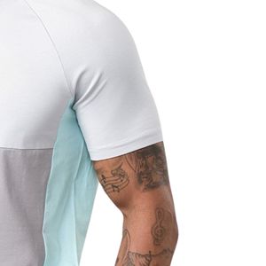 Mens Contrast Panel Jersey <b>Tee</b> <b>White</b> Mint Short Sleeve Performance Gym Workout Shirt Breathable Quick Dry Fitness Running Active - Product Image 5