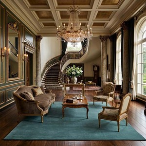Alfombra de Color Verde Azulado Sólido |   Alfombra Moderna de Lana Tufted a Mano, Estilo Minimalista, Suave, Contemporánea, para Sala de Estar, Dormitorio, Decorativa - Product Image 5