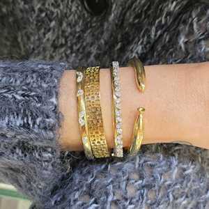Wholesale Oval Lab Grown Diamond Bangles 14K 18K Solid Gold Hinged <b>Cuff</b> Everyday Wear Solitaire Stacking <b>Bracelets</b> Factory Price - Product Image 4