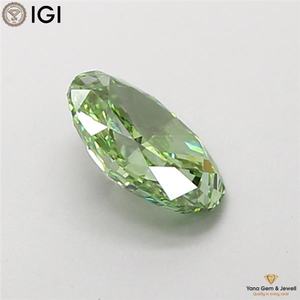 CVD Lab Grown Diamond 2.00 CARAT Fancy Vivid <b>Green</b> Color VVS2 Clarity OVAL Shape with IGI Certificate for Signature Ring Center - Product Image 3