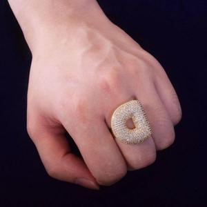 Luxury 18K Gold Plated Diamond <b>Ring</b> Letter S Round Brilliant Cut Unisex Gift Jewelry - Product Image 2