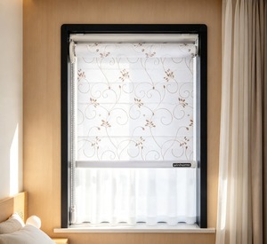 Winhome Zebra Blinds Electric Built-In Plain Voile Light Filtering Modern Design with Bead Rope Upper Open Sliding Window Shade - Product Image 1