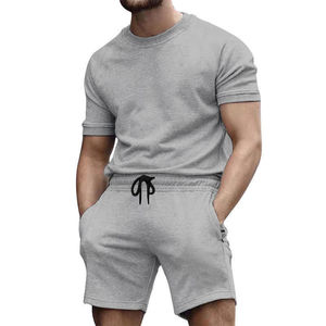 Custom Printed Casual Solid 2 Piece Men Summer Sports Shorts Set 100% Cotton Quick Dry Breathable Lightweight OEM - Product Image 6