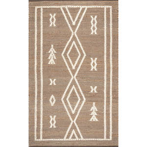Tapis géométrique tissé à la main en jute/coton naturel avec ensemble unique - Product Image 1