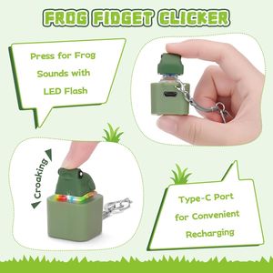 Portachiavi LED a Forma di Rana Strofarciante, Giocattolo Antistress Ricaricabile per Adulti, Portachiavi in Peluche con Clicker - Product Image 2