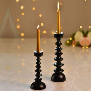Porte-bougie cylindrique à 1 bras en aluminium noir thermolaqué pour la décoration de la maison, Noël, mariage, anniversaire, utilisation sur table - Product Image 6