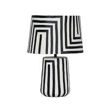 Hand-Painted Striped Metal Table Lamp with AC/DC Power Modern LED <b>Lighting</b> for Contemporary Home Decor - Product Image 4