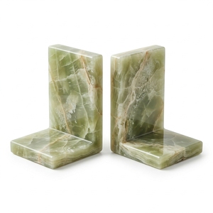 Juego de 2 sujetalibros de ónix verde natural, hechos a mano, en forma de L, de mármol, decorativos para el hogar, soporte para libros, venta al por mayor, logotipo personalizado - Product Image 2