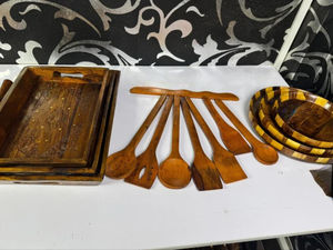 Cuillère en bois traditionnelle pour la cuisine, ustensile en bois massif fait main pour la maison, de qualité supérieure, pour hôtel, restaurant, usage quotidien - Product Image 2