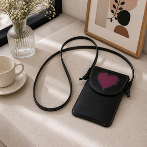 Cute Heart Crossbody Fashion Bag for Women | PU Leather Durable Lightweight Mini Phone <b>Pouch</b> | Stylish Shoulder Sling Purse - Product Image 3
