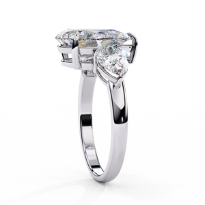 Pear Cut Diamond Engagement Ring with Pear Side Stones in Elegant Three-<b>Stone</b> Diamond Ring - Product Image 1