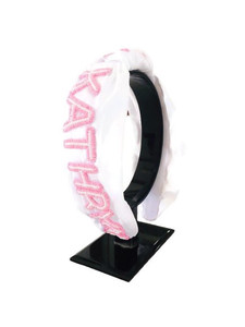 Nueva Diadema Elegante con Cuentas Blancas y Rosa Bebé para Mujeres y Niñas, Accesorio para el Cabello Acolchado Hecho a Mano por Diseñadores, Ideal para Fiestas y Eventos - Product Image 3