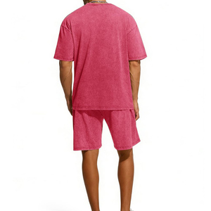 Ensemble short d'été deux pièces délavé à l'acide personnalisé pour hommes – Respirant, couleur contrastante, coupe ajustée et décontractée - Product Image 2