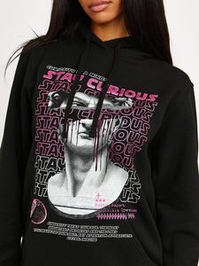 Sudadera con Capucha para Mujer, OEM, Poliéster y Algodón, Diseño Gráfico Informal, Personalizada con Serigrafía, Logotipo Personalizado, Ropa Urbana - Product Image 4