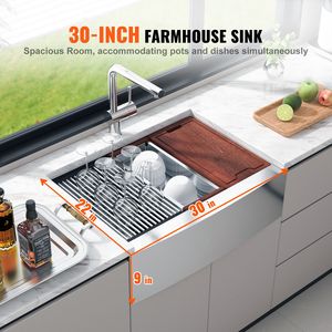 Lavello da cucina in acciaio inox 304, a montaggio superiore, a vasca singola, con bordo e accessori, per ville e laboratori - Product Image 2