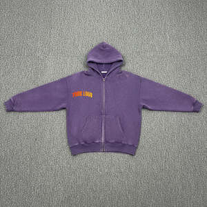 2026 New Arrival Acid Wash Zipper Style <b>Women's</b> Hoodies 100% Cotton Fabric Purple Color Drop-Shoulder Casual Hoodies for <b>Woman</b> - Product Image 4