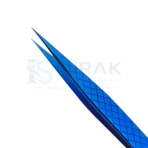 Pince à épiler de précision bleue à pointe lisse en acier inoxydable pour l'application d'extensions de cils - Product Image 3