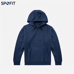SPOFIT Men's Solid <b>Black</b> Hooded Sweatshirt 100% Cotton Fleece Casual Regular Fit Autumn <b>Hoodie</b> - Product Image 6