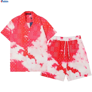 Trajes para Hombre Cómodos y Transpirables, Colección de Verano, Camisa Personalizada con Botones, Pantalones Cortos de Playa, Tallas Grandes - Product Image 1