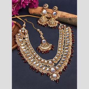 Ensemble de bijoux raffinés - Élégant ensemble collier et perles en pierre Kundan - Product Image 1