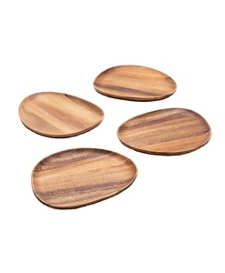 Bandeja redonda de madera de mango con borde tallado, bandeja rústica de madera, bandeja decorativa para mesa central, bandeja de madera maciza para aperitivos y postres - Product Image 1