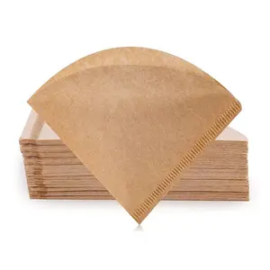 Wholesale Custom V60 Coffee Filter Paper Disposable Brown Eco-Friendly Drip Coffee Filter Papers 100% Wood Pulp